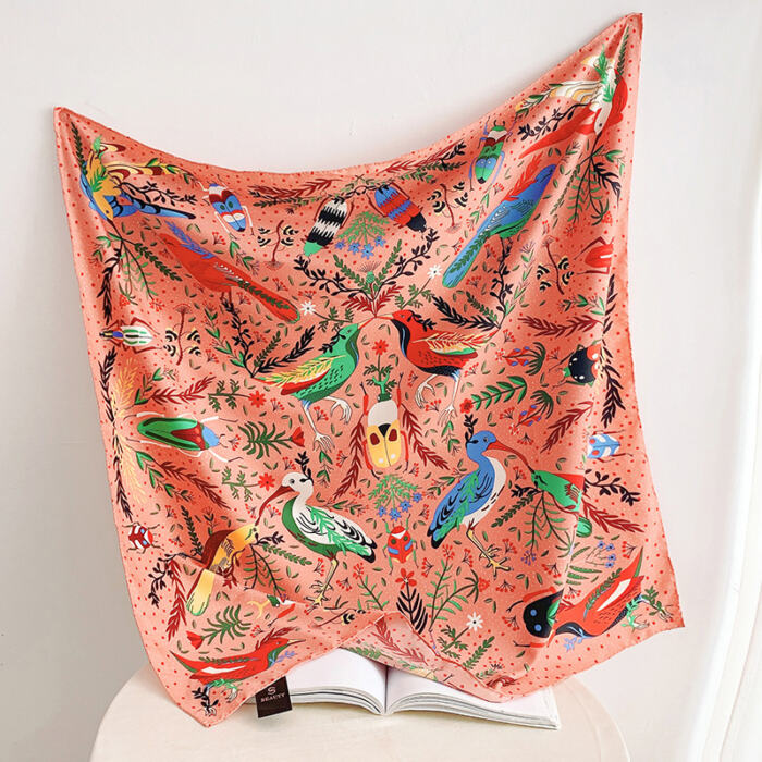 Fashion Gorgeous Printing Mesh Red Style Contrast Color Silky Scarf - Image 10
