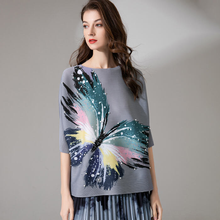 Women's Summer Butterfly Print Top Casual Loose T-Shirt - Image 2