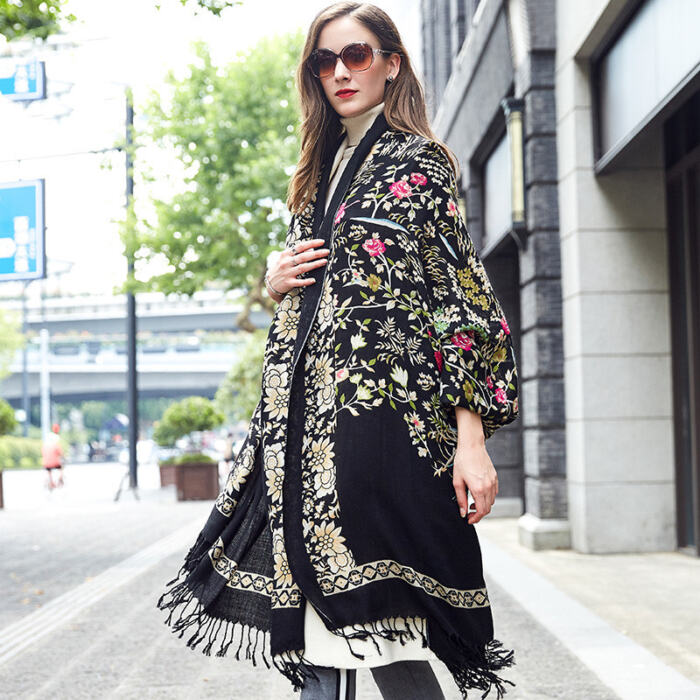 Wool Shawl Ladies Long Travel Cape - Image 3