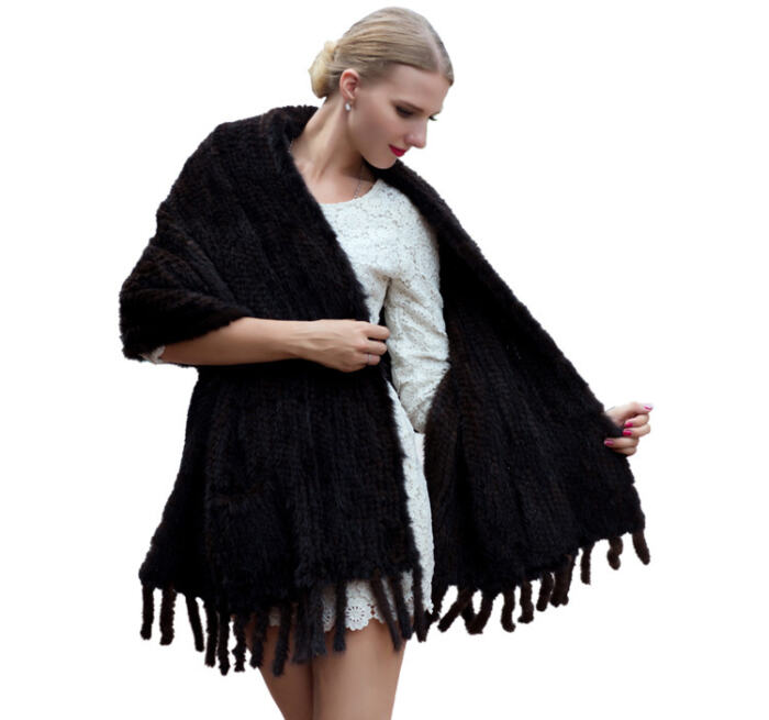 Women's Mink Hair Woven Long Thickened Fur Scarf Fashionable Warm Scarf - Image 5