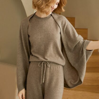 Women's Cashmere Sweater Shawl Solid Color Cardigan Warm Air Conditioning Shirt
