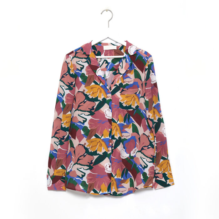 Simple floral silk print shirt - Image 2
