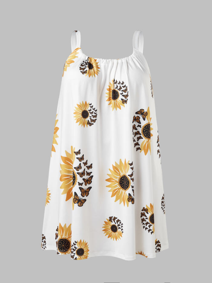 Plus Size Sleeveless Camisole Sunflower Printed Vest Elegant Wrap Women's Sexy Party Casual Loose Dresses - Image 5