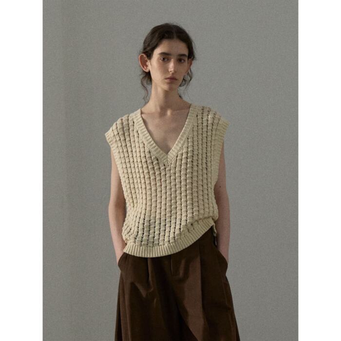 Knitted Vest Women's Three-dimensional Cotton V-neck Large Sense - Image 2