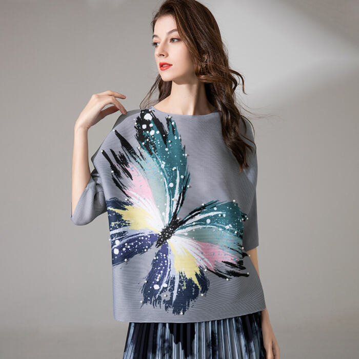 Women's Summer Butterfly Print Top Casual Loose T-Shirt - Image 10
