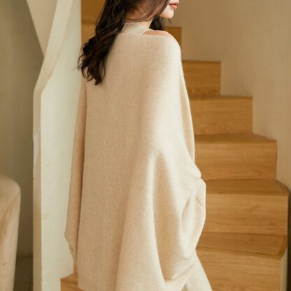 Women's Cashmere Sweater Shawl Solid Color Cardigan Warm Air Conditioning Shirt - Image 4