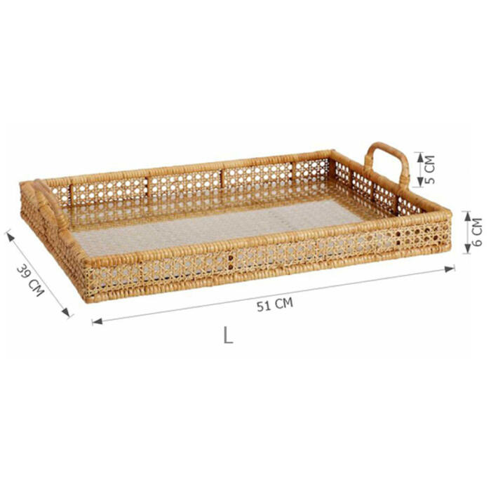 Tea Table Storage Rattan Desktop Storage Box Tray - Image 7