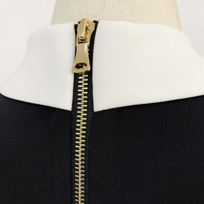 Trendy Business Wear Double-breasted Contrasting Color Suit Collar Sleeveless Vest Dress - Image 3
