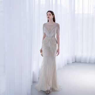 High End Luxury Tassel Fishtail Evening Dress