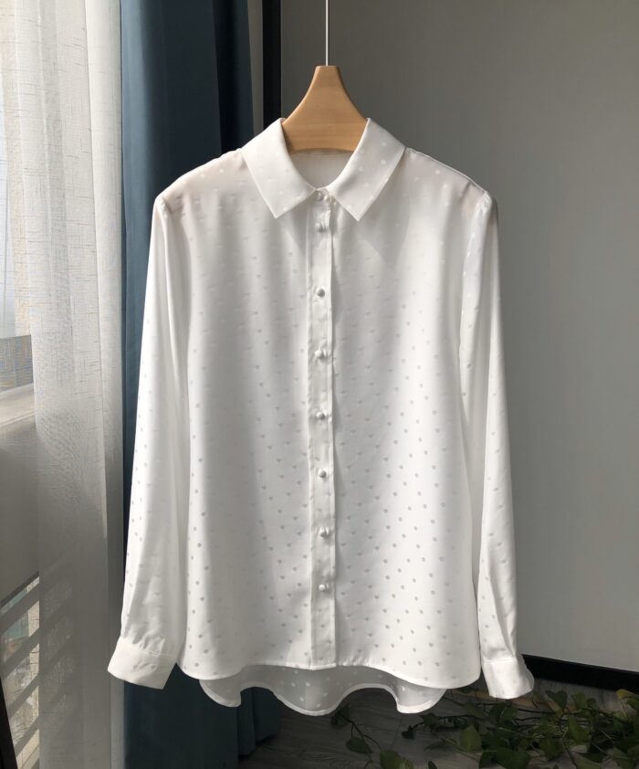 French Minority Loose And Idle Silky Crepe Satin Glossy Reverse Long Sleeve Shirt - Image 2