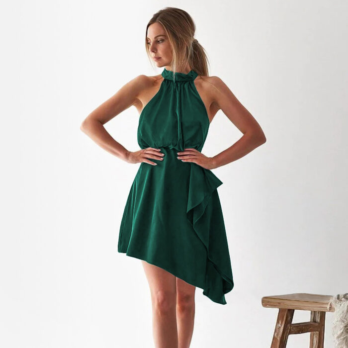 French Premium Satin Hanging Neck Dress - Image 7