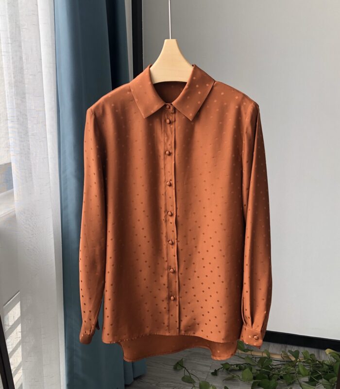 French Minority Loose And Idle Silky Crepe Satin Glossy Reverse Long Sleeve Shirt - Image 6