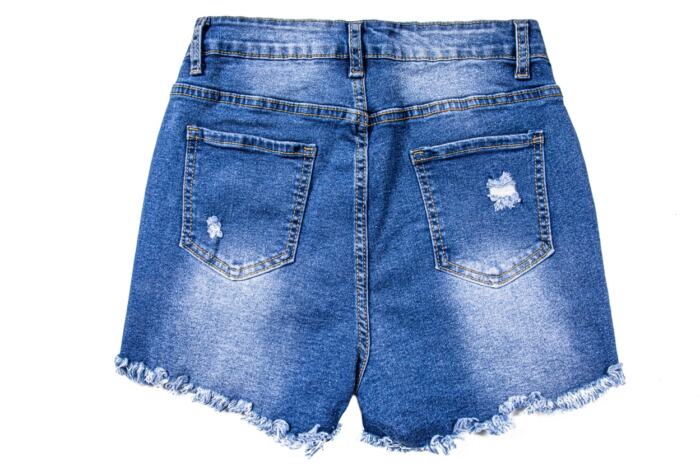 Womens Mid-High Rise Ripped Jean Shorts Distressed Stretchy Denim Shorts - Image 7