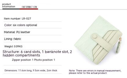 Fashion Zipper Hasp Leather Wallet Card Holder - Image 7