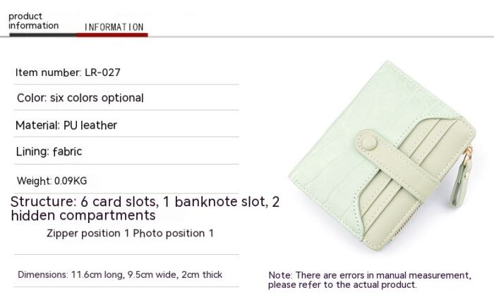 Fashion Zipper Hasp Leather Wallet Card Holder - Image 7
