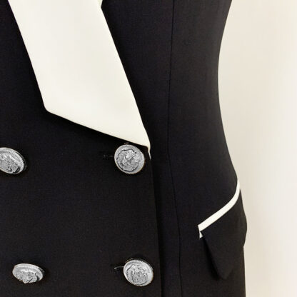 Trendy Business Wear Double-breasted Contrasting Color Suit Collar Sleeveless Vest Dress - Image 5