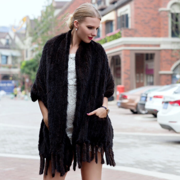 Women's Mink Hair Woven Long Thickened Fur Scarf Fashionable Warm Scarf - Image 4