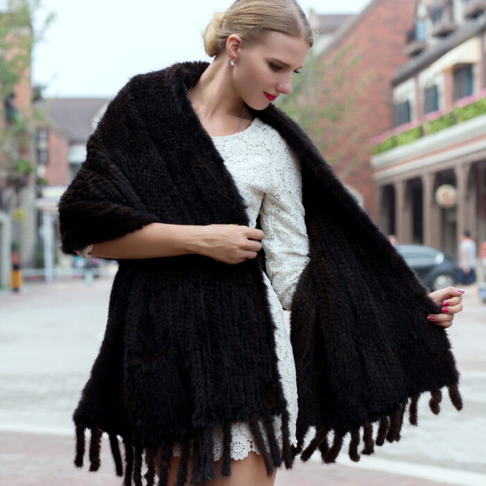 Women's Mink Hair Woven Long Thickened Fur Scarf Fashionable Warm Scarf - Image 3