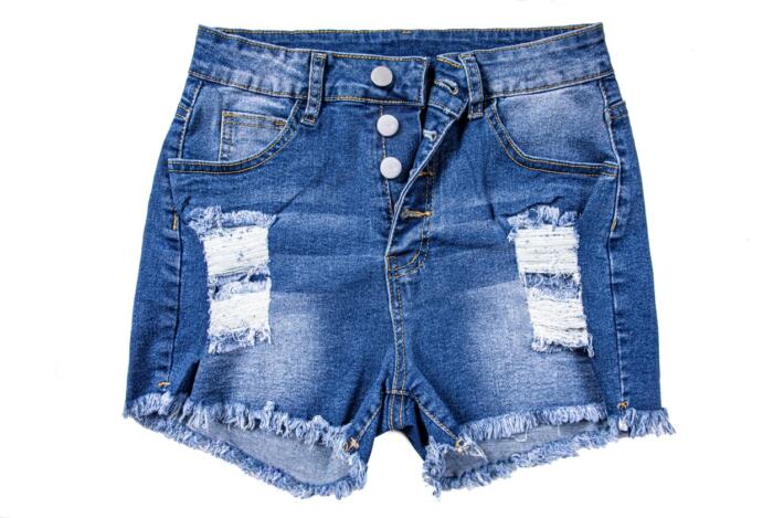 Womens Mid-High Rise Ripped Jean Shorts Distressed Stretchy Denim Shorts - Image 5