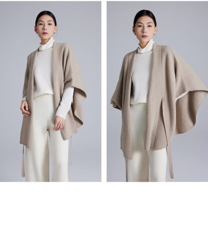 Cashmere Women's Cloak Lace-up Fashionable Outerwear Sweater - Image 5