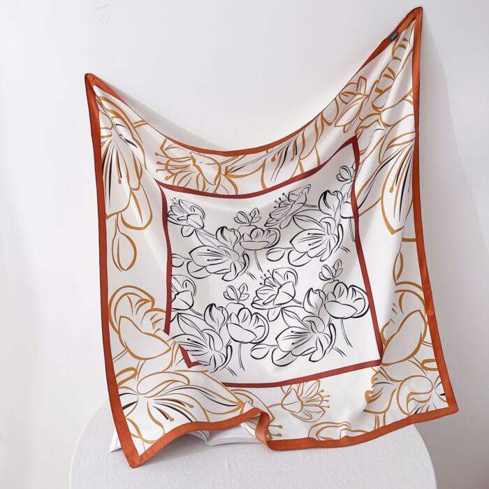Fashion Gorgeous Printing Mesh Red Style Contrast Color Silky Scarf - Image 8