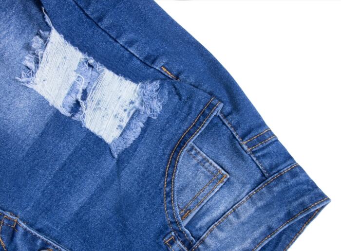 Womens Mid-High Rise Ripped Jean Shorts Distressed Stretchy Denim Shorts - Image 2