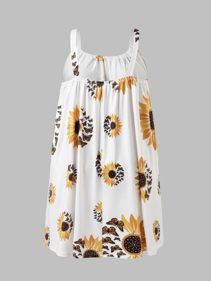 Plus Size Sleeveless Camisole Sunflower Printed Vest Elegant Wrap Women's Sexy Party Casual Loose Dresses - Image 3