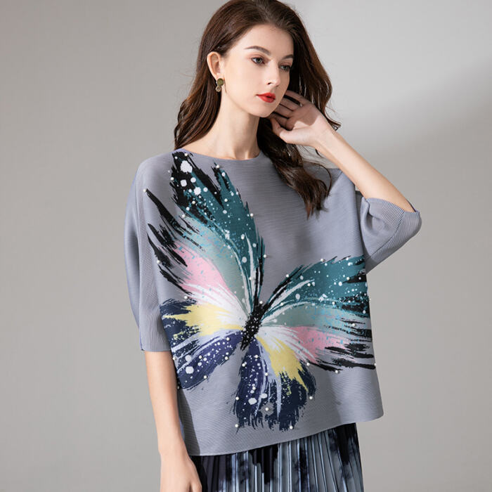 Women's Summer Butterfly Print Top Casual Loose T-Shirt - Image 8