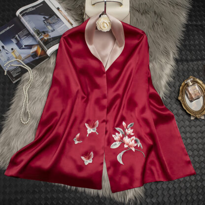Silk Scarf Women Embroidered Cheongsam Shawl Long Two Silk Embroidery - Image 5
