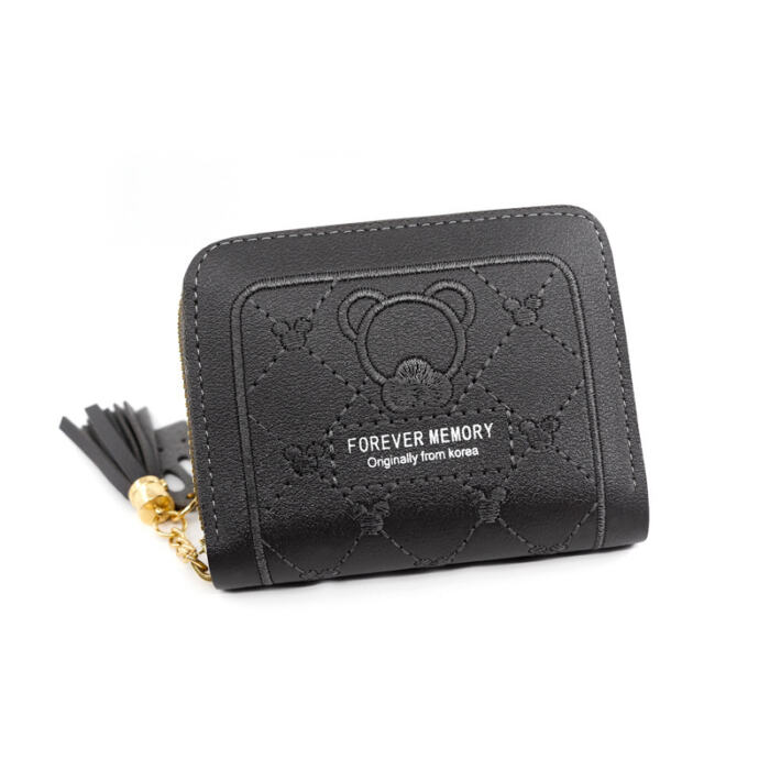 Embroidered Love Korean Women's Wallet Short Clutch Little Girl Coin Purse Women's Zipper Bag Card Holder Card Case - Image 7