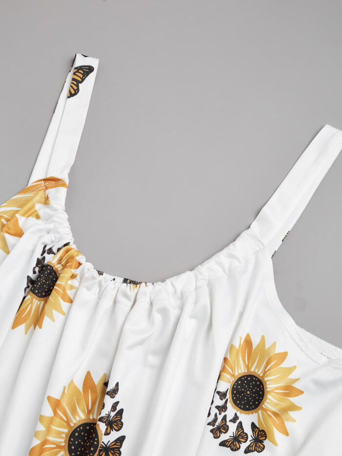 Plus Size Sleeveless Camisole Sunflower Printed Vest Elegant Wrap Women's Sexy Party Casual Loose Dresses - Image 4