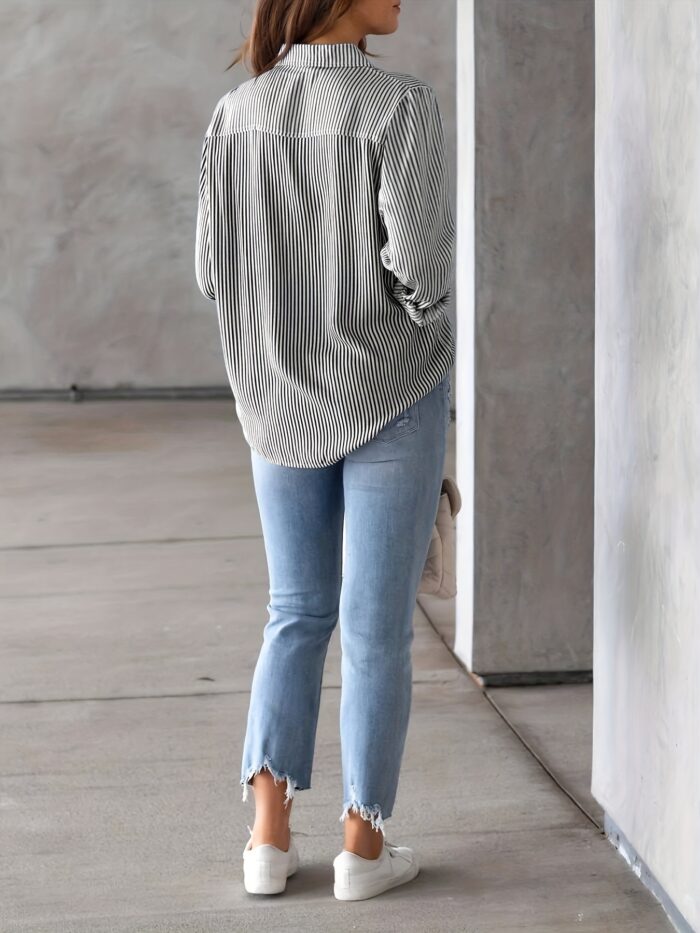 Classic Striped Casual, Business, Versatile Four Seasons Can Wear A Long-sleeved Shirt. - Image 10