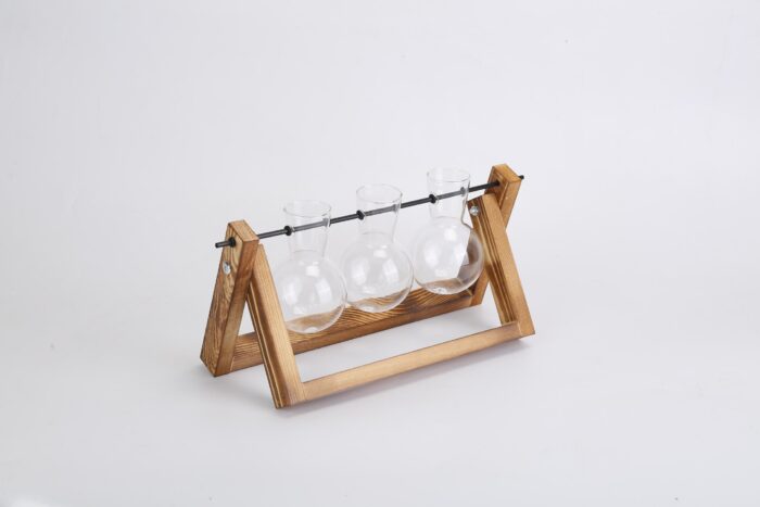 1Pc Desktop Glass Planter Bulb Plant Terrarium With Wooden Stand Air Planter Glass Vase Metal Swivel Plant Vase For Hydroponics - Image 5