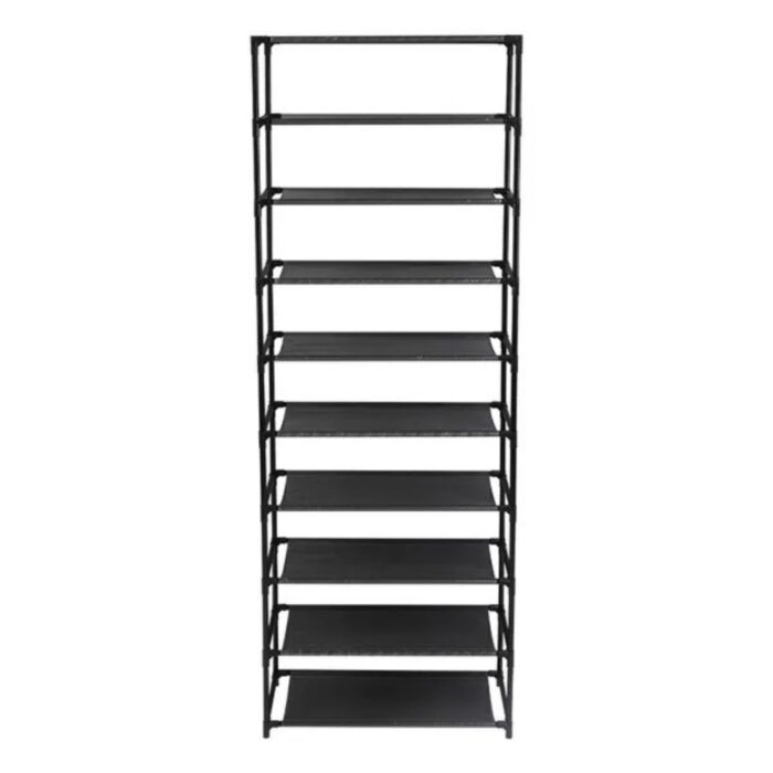 10 Tier Stackable Shoe Rack Storage Shelves - Stainless Steel Frame Holds 50 Pairs Of Shoes - Image 3