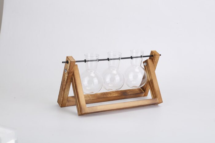 1Pc Desktop Glass Planter Bulb Plant Terrarium With Wooden Stand Air Planter Glass Vase Metal Swivel Plant Vase For Hydroponics - Image 6