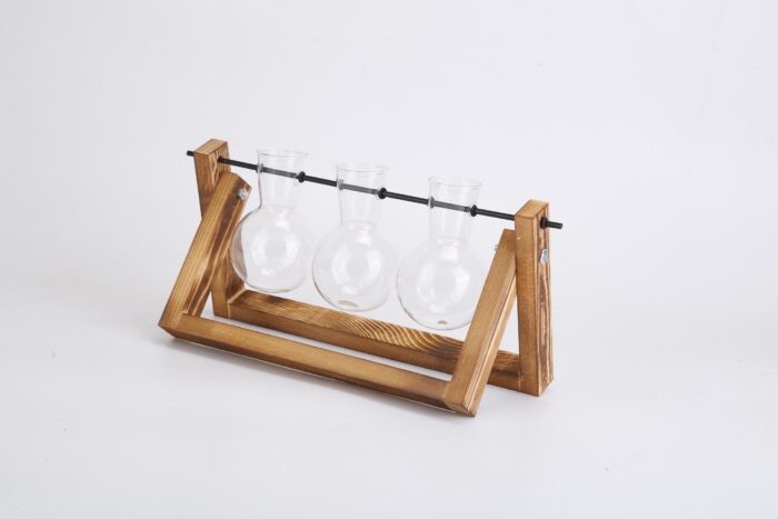 1Pc Desktop Glass Planter Bulb Plant Terrarium With Wooden Stand Air Planter Glass Vase Metal Swivel Plant Vase For Hydroponics - Image 7