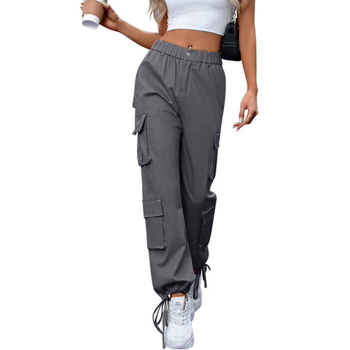 Women's High Waist Pocket Loose Casual Working Pants Straight-leg Pants - Image 3
