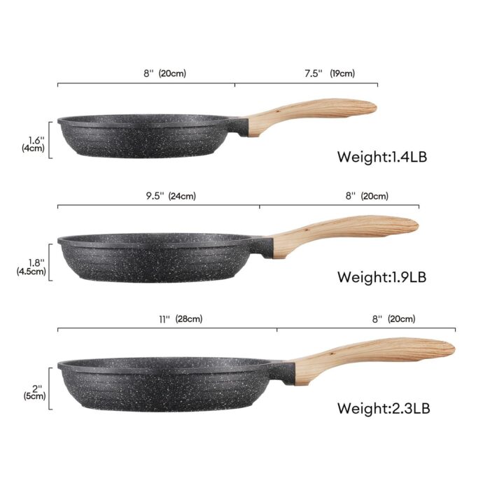 JEETEE 8 Inch Nonstick Frying Pan, Stone Coating Cookware, Nonstick Omelette Pan With Heat-Resistant Handle, Induction Skillet For Eggs - Image 4
