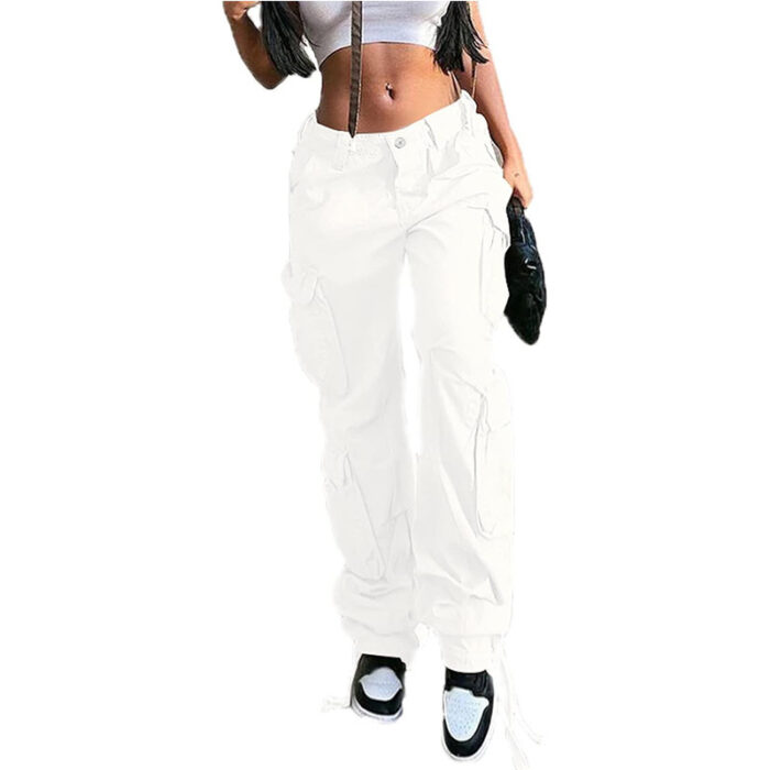 Women's High Waist Pocket Loose Casual Working Pants Straight-leg Pants - Image 5